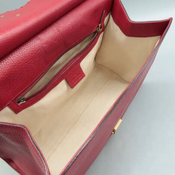 100% Authentic GUCCI GG Marmont Red Leather Satchel - Picture 9 of 12